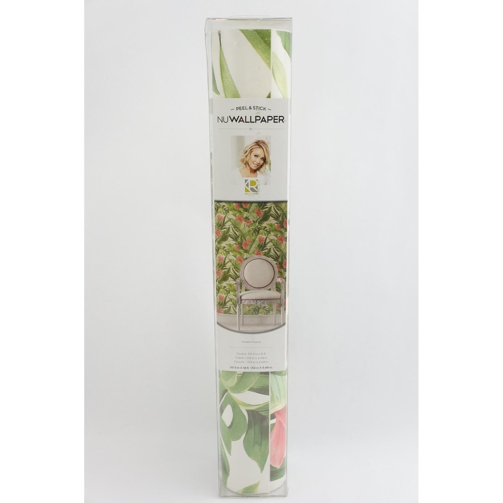 New NuWallpaper Kelly Ripa Paradise Tropical Peel and Stick Wallpaper Green